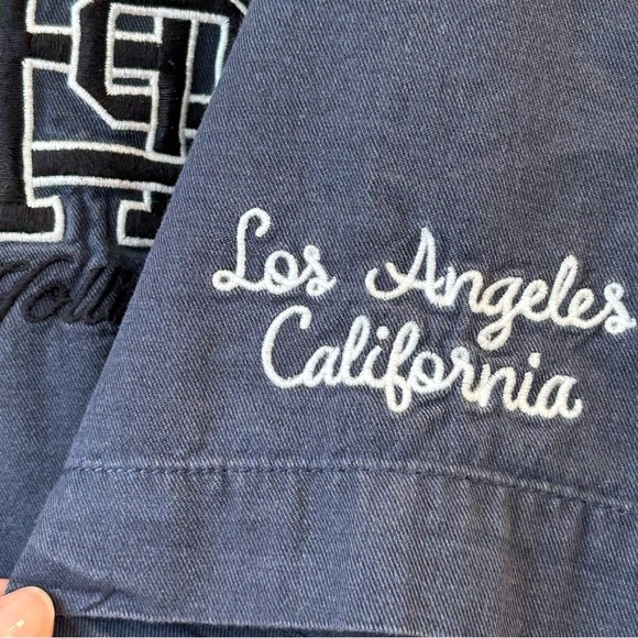 Hollister Relaxed Logo Baseball Shirt Navy Blue Men's Jersey Los Angeles Cali XL - Picture 6 of 8